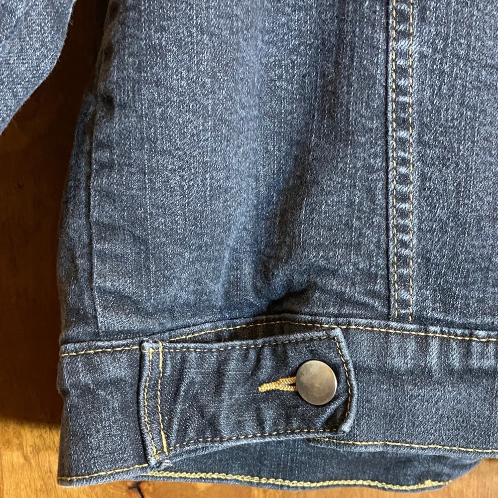 Wonder Nation Dark Charcoal Denim Jacket with Cream Sherpa Lining, L 10-12 - Picture 6 of 10